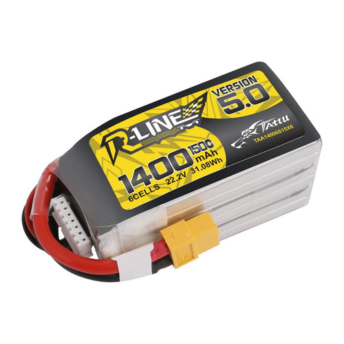 Buddy RC Tattu R-Line Version 5.0 1400mAh 22.2V 150C 6S1P Lipo Battery Pack With XT60 Plug