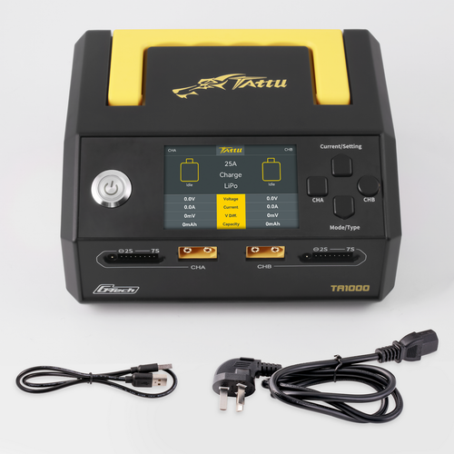 Buddy RC Tattu TA1000 G-Tech Dual-Channel Charger 25Ax2 1000W For 1S-7S Drone Battery