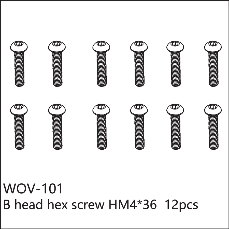 Buddy RC WOV-101 Wov Racing Button Head Hex Screw M4x36mm
