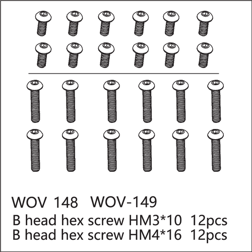 Buddy RC WOV-148 Wov Racing Button Head Hex Screw M3x10