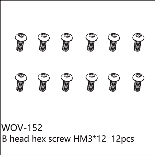 Buddy RC WOV-152 Wov Racing Button Head Hex Screw M3x12