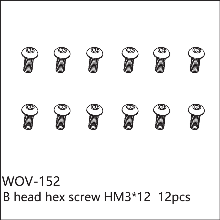 Buddy RC WOV-152 Wov Racing Button Head Hex Screw M3x12
