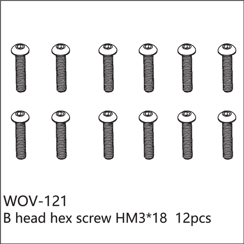 Buddy RC WOV-121 Wov Racing Button Head Hex Screw M3x18mm