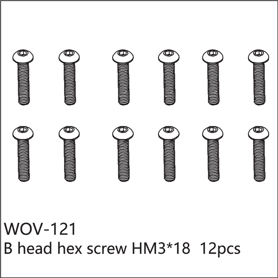 Buddy RC WOV-121 Wov Racing Button Head Hex Screw M3x18mm