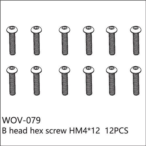 Buddy RC WOV-079 Wov Racing Button Head Hex Screw M4x12mm