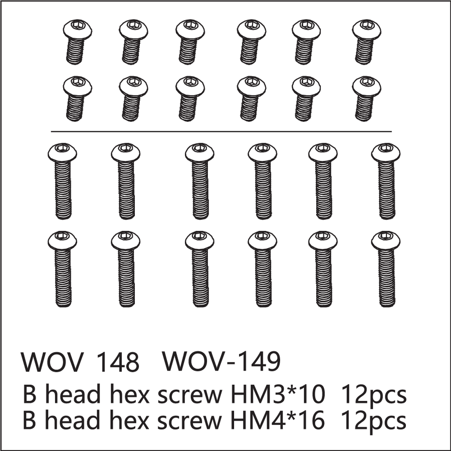 Buddy RC WOV-149 Wov Racing Button Head Hex Screw M4x16