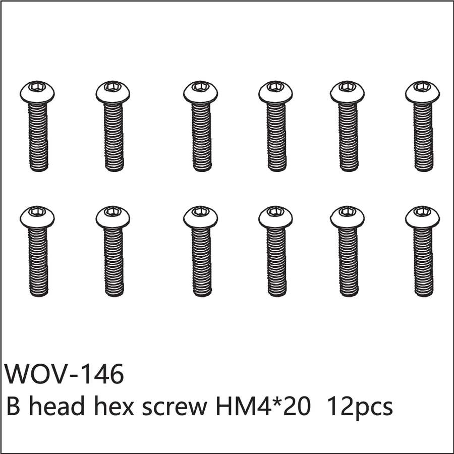 Buddy RC WOV-146 Wov Racing Button Head Hex Screw M4x20