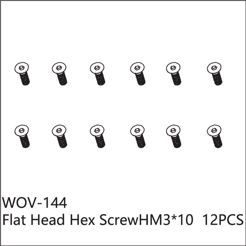 Buddy RC WOV-144 Wov Racing Counter Sunk Hex Screw M3x10