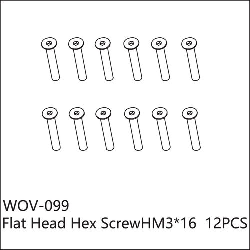 Buddy RC WOV-099 Wov Racing Counter Sunk Hex Screw M3x16mm