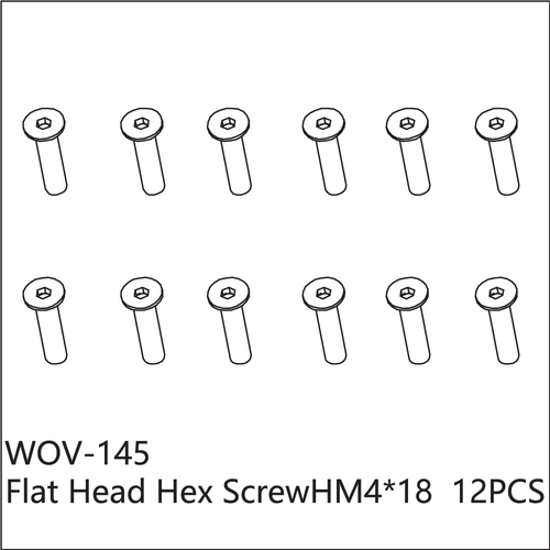 Buddy RC WOV-145 Wov Racing Counter Sunk Hex Screw M4x18