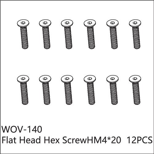 Buddy RC WOV-140 Wov Racing Counter Sunk Hex Screw Set M4x20mm