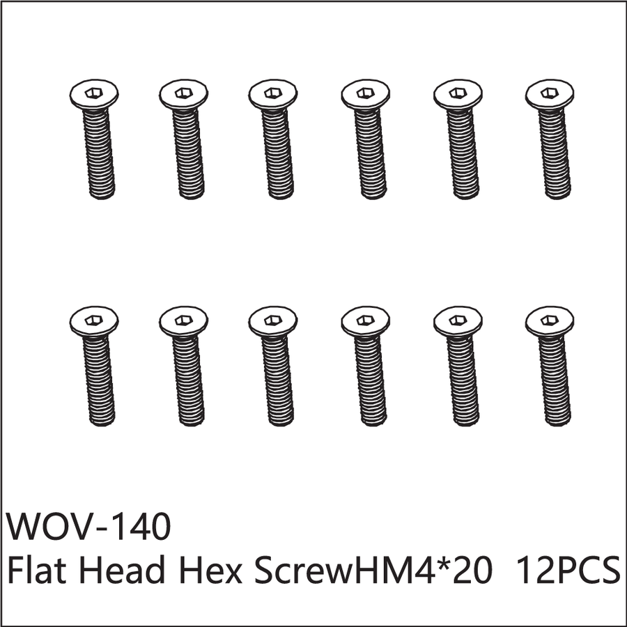Buddy RC WOV-140 Wov Racing Counter Sunk Hex Screw Set M4x20mm