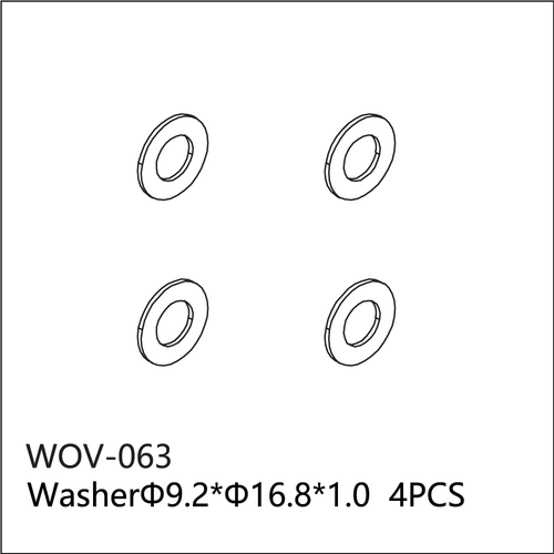 Buddy RC WOV-063 Wov Racing Washer Š9.2xŠ16.8x1.0mm 4PCS