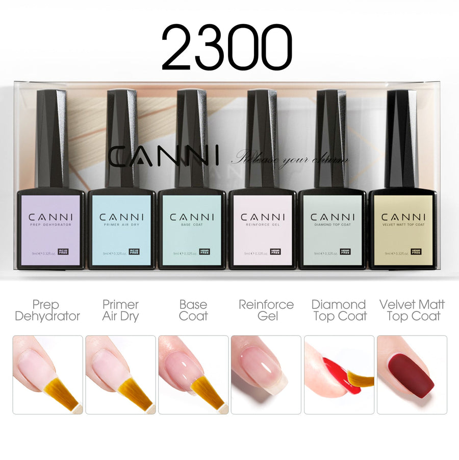 CANNI Base Primer Perfection Kit - 9ml Nail Gel 6 Pcs Set