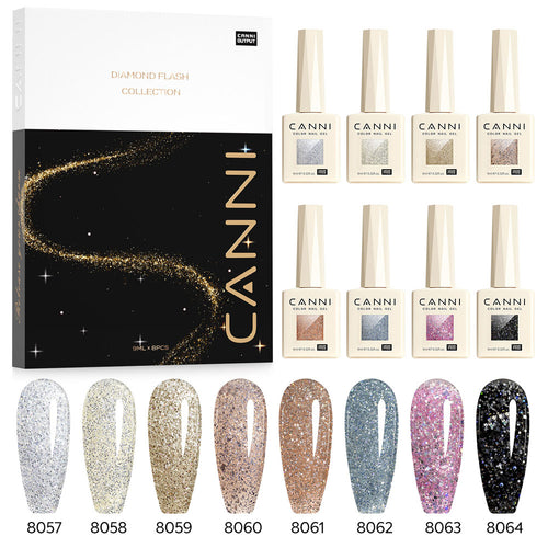 CANNI Glitter Gel Polish 8 Colors Set - Diamond Collection