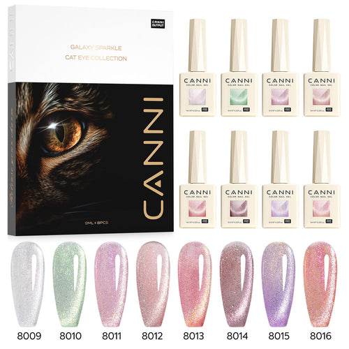 CANNI Gel Polish 8 Colors Set - Pink Planet Cat Eye Collection