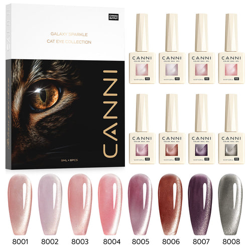 CANNI Cat Eye Gel Polish 8 Colors Set - Shimmer Velvet