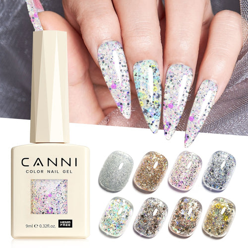 CANNI Glitter Nail Gel 9ml - Dawn Crystal Flash Series