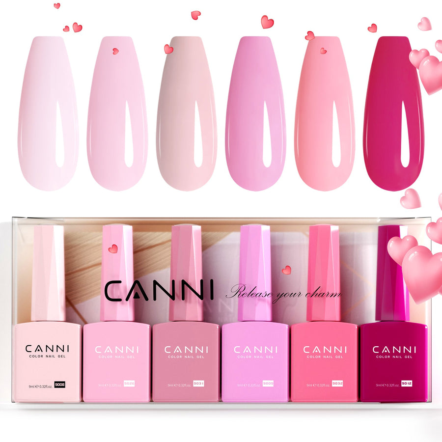 CANNI Pink Champagne Dreams Kit - 9ml Nail Gel 6 Colors Set-2302