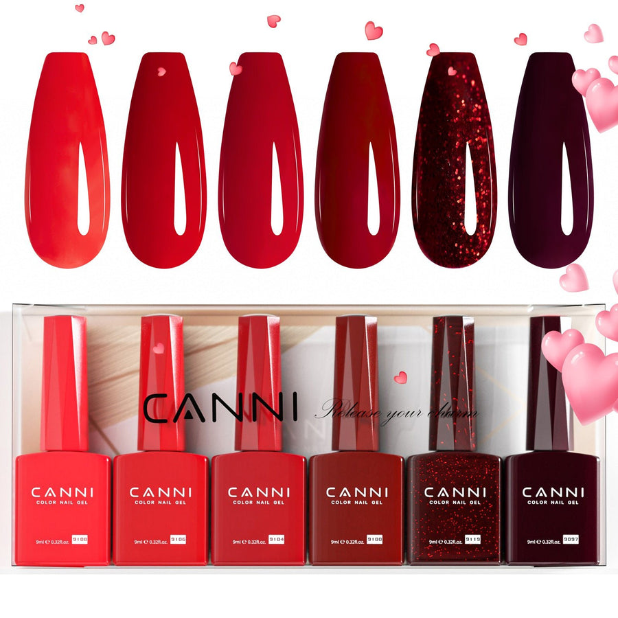 CANNI Red Velvet Reverie Kit - 9ml Nail Gel 6 Colors Set-2309