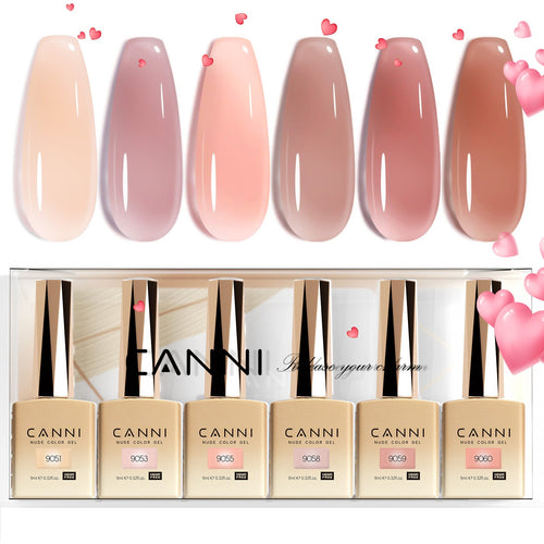 CANNI Subtle Blush Ensemble - 9ml Nail Gel 6 Colors Set-2317