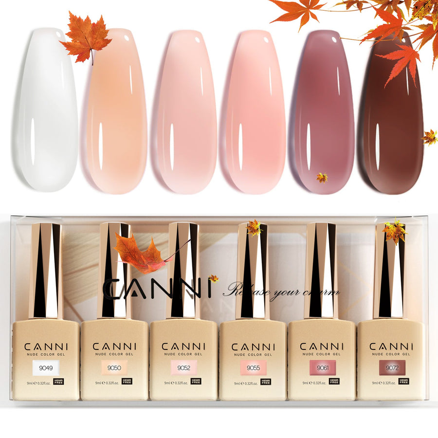 CANNI Translucid Glamour Kit - 9ml Nail Gel 6 Colors Set-2306