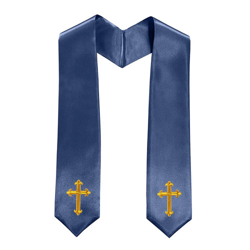Cap and Gown Direct 60" CHOIR STOLE WITH WHITE OR GOLD CROSS EMBROIDERY