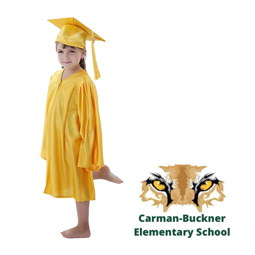 Cap and Gown Direct Carman-Buckner Kindergarten Graduation Set – Shiny Gold Cap, Gown & Tassel Gold 2026 Charm