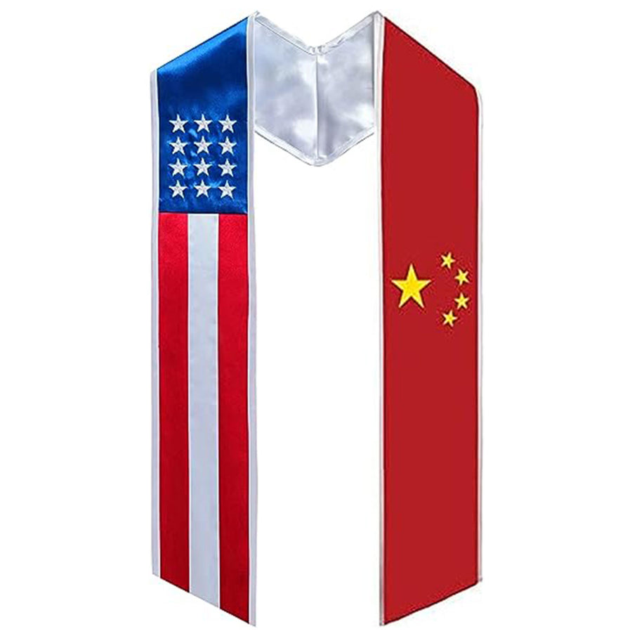 Cap and Gown Direct USA/China Flag Graduation Stole - Flag Sashes for Graduates