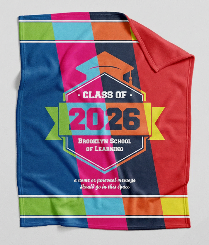 Cap and Gown Direct Personalized Class of 2026 Graduation Blanket – 16+ Color Options for Custom Senior Gift