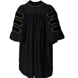 Cap and Gown Direct Deluxe Black Doctoral Gown with Gold Piping (Clearance), view 2