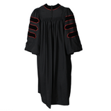 Cap and Gown Direct Black Deluxe  Doctoral Gown with Red Piping- Academic Regalia, view 2