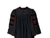 Cap and Gown Direct Black Deluxe  Doctoral Gown with Red Piping- Academic Regalia, view 3