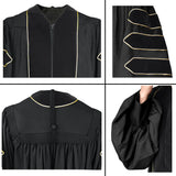Cap and Gown Direct Black Deluxe Doctoral Gown with Gold Piping - Academic Regalia, view 4