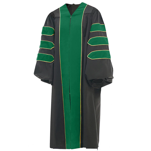 Cap and Gown Direct Emerald Green Deluxe Doctoral Gown with Gold Piping - Academic Regalia