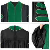Cap and Gown Direct Emerald Green Deluxe Doctoral Gown with Gold Piping - Academic Regalia, view 4