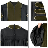 Cap and Gown Direct Olive Green Deluxe Doctoral Gown with Gold Piping - Academic Regalia, view 3