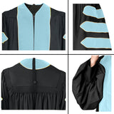 Cap and Gown Direct Light Blue Deluxe Doctoral Gown with Gold Piping - Academic Regalia, view 3