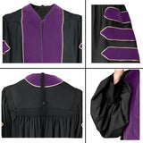 Cap and Gown Direct Purple Deluxe Doctoral Gown with Gold Piping - Academic Regalia, view 3