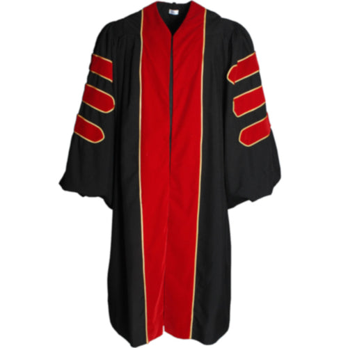 Cap and Gown Direct Deluxe Red Doctoral Gown with Gold Piping (Clearance)