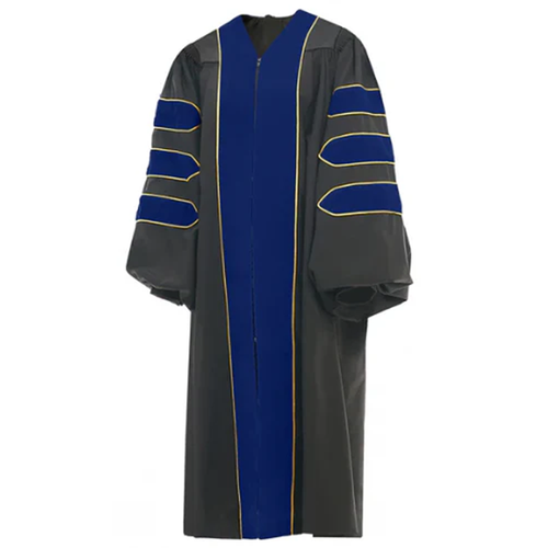 Cap and Gown Direct Royal Blue Deluxe Doctoral Gown with Gold Piping- Academic Regalia