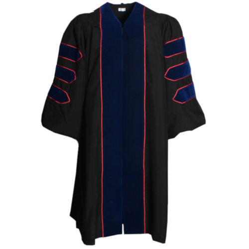 Cap and Gown Direct Royal Blue Deluxe Doctoral Gown with Red Piping- Academic Regalia