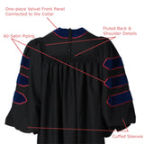 Cap and Gown Direct Royal Blue Deluxe Doctoral Gown with Red Piping- Academic Regalia, view 3
