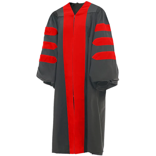 Cap and Gown Direct Deluxe Doctoral Gown - No Piping - Red, Black or Royal
