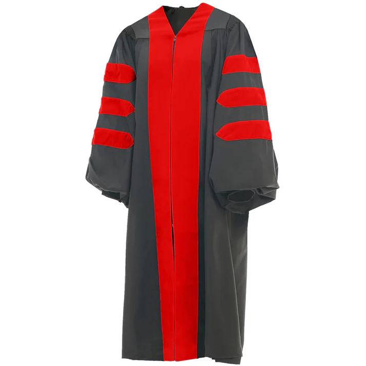 Cap and Gown Direct Deluxe Doctoral Gown - No Piping - Red, Black or Royal