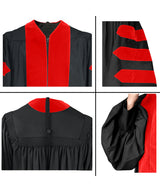 Cap and Gown Direct Deluxe Doctoral Gown - No Piping - Red, Black or Royal, view 2