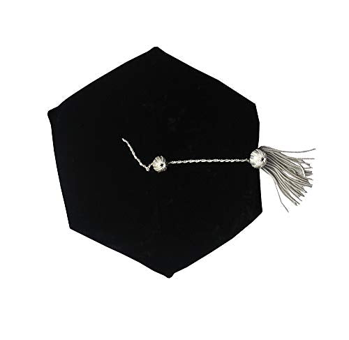 Cap and Gown Direct 6-Sided Black Hexagon Doctoral Tam with Silver Tassel
