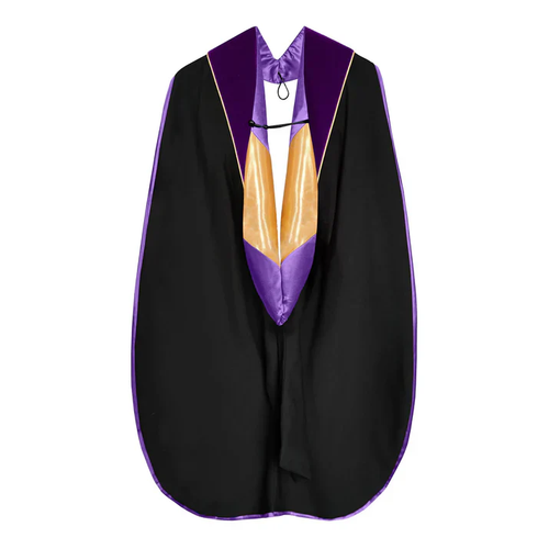 Cap and Gown Direct Doctoral Hood - Purple Velvet - Purple Lining - Gold Chevron - Gold Piping