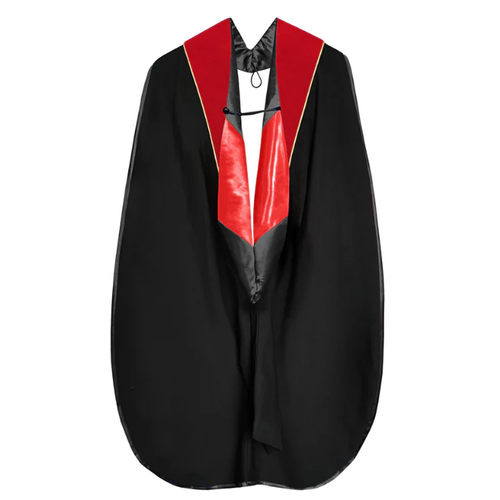 Cap and Gown Direct Doctoral Hood - Red Velvet - Black Lining - Red Chevron - Gold Piping
