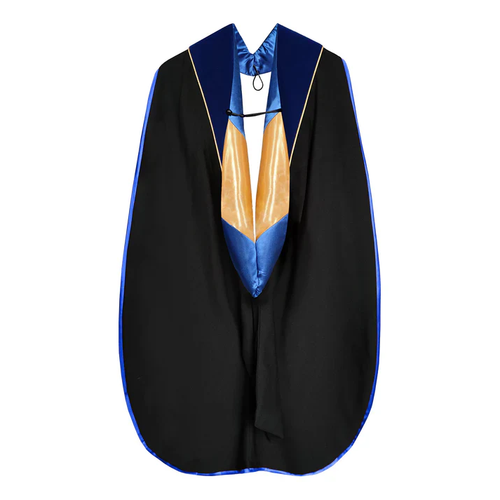 Cap and Gown Direct Doctoral Hood - Royal Blue Velvet - Royal Blue Lining - Gold Chevron - Gold Piping